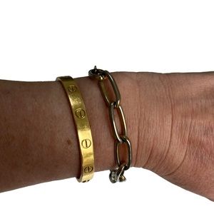 Vintage Napier Paper Clip Link Gold Tone Bracelet